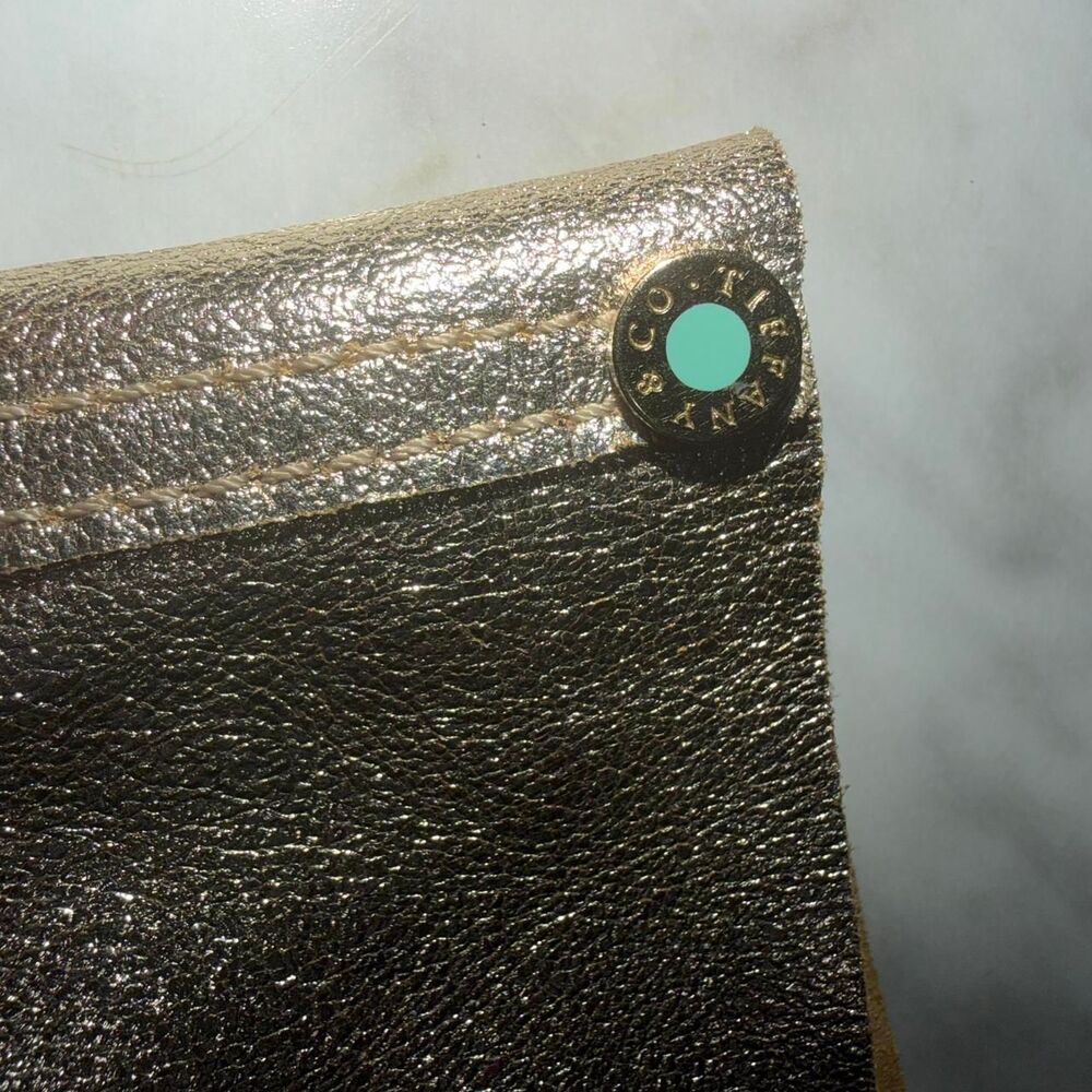 Brand New Tiffany & Co. Reversible Tote Bag Metallic Gold Leather / Suede w/ pou - Picture 4 of 8